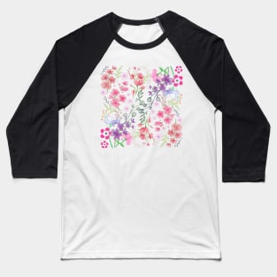 Watercolor Flowers_White Background Baseball T-Shirt